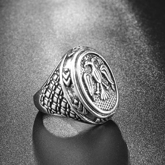 Vintage style Eagle signate Biker  men's rings - Picture 2 of 4